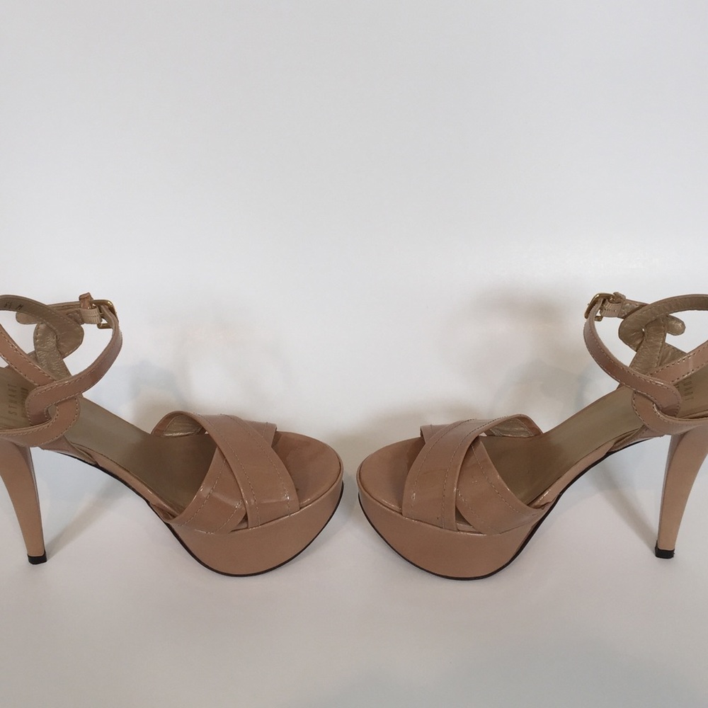 Stuart Weitzman nude patent Nexus platform sandals - Picture 6 of 8